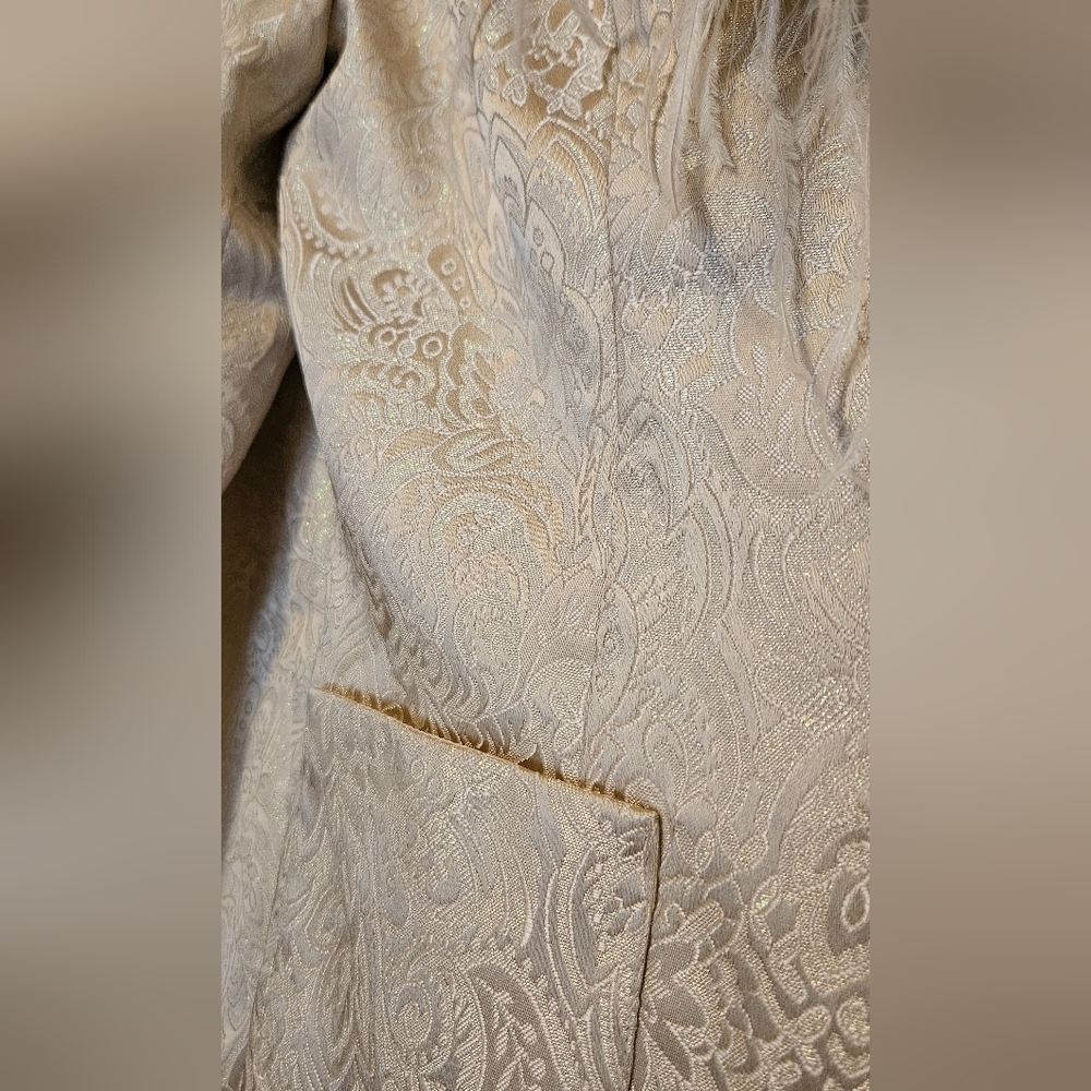 Vintage Victor Cosa Gold Paisley Jacket, Ostrich Feather, Rhinestone Buttons. - Picture 8 of 12